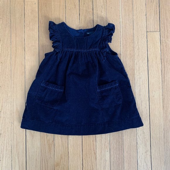 Vintage-style corduroy navy dress sz 12-18M - Picture 1 of 3